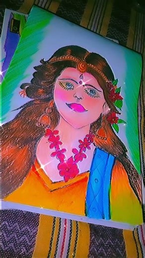 Radha rani oil pastel artwork complete part 2 #shorts #artwork