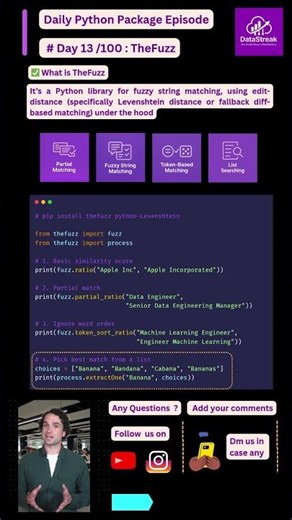 Fuzzy String Matching in Python #python #learnpython #pythonshorts #datascience #codingtips