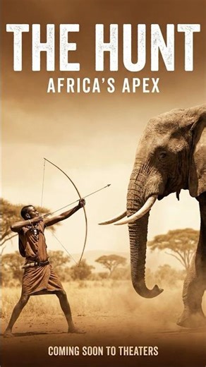 African Hunter Aiming Arrow at Elephant The Critical Shot