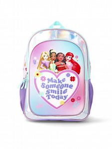 Disney Princess "Make Someone Smile Today" Girls' 17" Iridescent Light Up Backpack, Light Pink