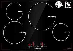 Induction Cooktop 30 Inch, Electric Cooktop 4 Burners, Drop-in Induction Cooker Ceramic Glass Induction Burner With Timer, Child Lock, 9 Heating Level and Sensor Touch Control, ETL & FCC Certified
