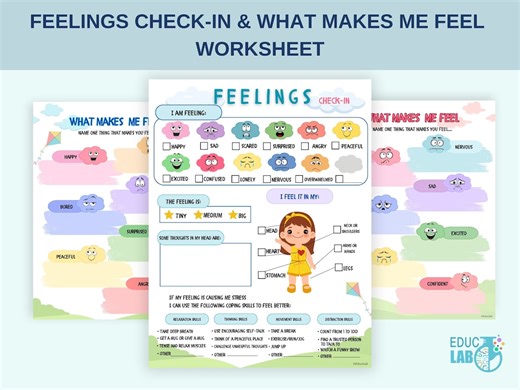 Feelings Check-in Worksheet for Kids, Emotions Identification Chart (digital Download) - Etsy Canada