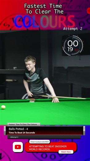 Fastest time to clear all the colours on a snooker table !! - Attempt 2