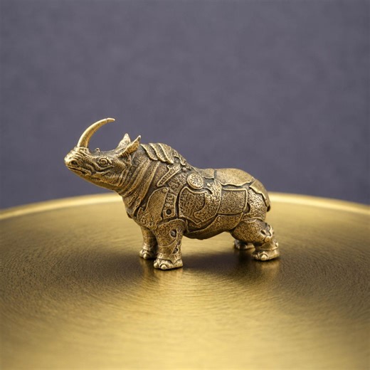 Brass Rhino Figurine, Antique Bronze Style Animal Statue, Desk Decor Paperweight, Car Ornament, Gift for Dad or Collector - Etsy