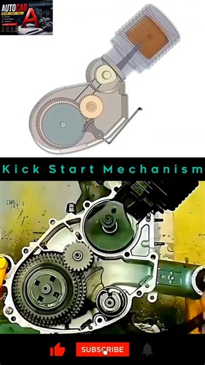 Kick Start Mechanism Working Animation | Motorcycle Engine Kick Starter Explained #shorts