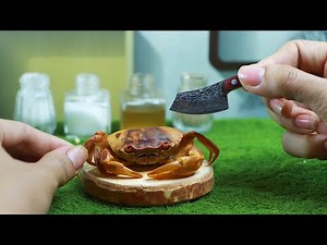 Amazing Miniature Steamed Crab Recipe With Deep Fried Garlic Chili Sauce | ASMR Cooking Mini Food