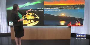 Hurricane force wind gusts, heavy rain, northern lights, and a super moon all fill the Alaska sky