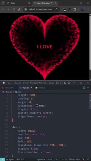 Create Romantic Heart Animation Using HTML CSS JavaScript
