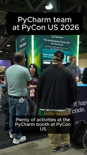 At #PyConUS 2026, the PyCharm team brought live demos, AI agent talks, and plenty of coffee to the JetBrains booth! ☕It was great meeting so many Python developers, sharing new features, and hearing how you use PyCharm every day.Thanks to everyone who stopped by!Watch the full tour here →