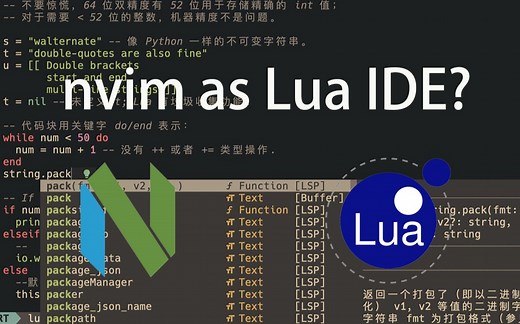 12_[nvim0.5 从0单排]搭建lua IDE支持中文提示代码格式化
