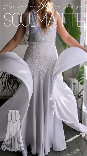 Mermaid style skirt, bodycon gown dress pattern for beginners, Fishtail shiluette. Fit flare skirt