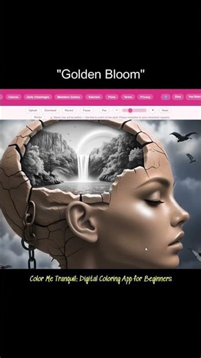 Golden Bloom - Digital Coloring Timelapse - Color Me Tranquil Digital Coloring App for Beginners