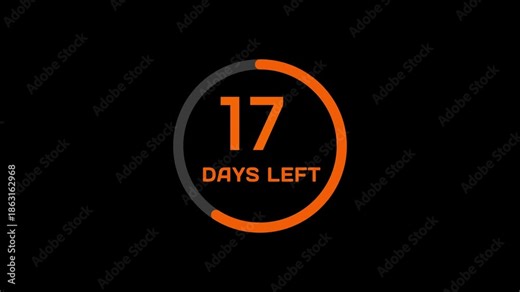 30 Days countdown timer number animation. Countdown timer days left animation.