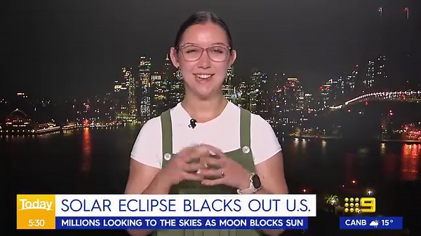 68K views · 605 reactions | SOLAR ECLIPSE: Millions of people across the US have watched the middle of the day turn dark during the solar eclipse.  READ MORE: https://nine.social/DOv #9Today | WATCH LIVE 5.30am | TODAY | Facebook
