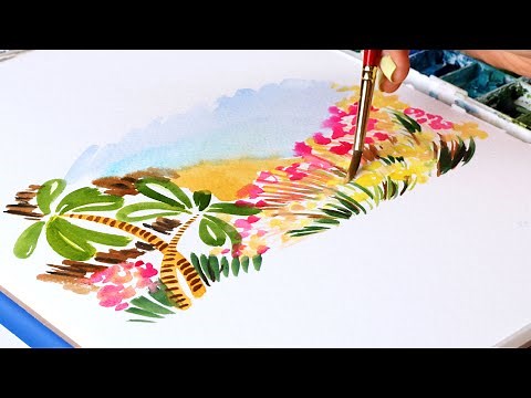 Watercolor Painting Time Lapse | Loose-Style Beach Landscape