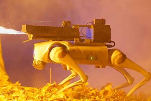 Thermonator : à défaut d'aboyer, ce robot chien crache du feu à l'aide d'un lance-flammes…