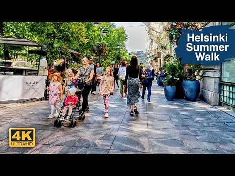 Summer Walk in Helsinki City Center 🇫🇮 4K Walk in Finland