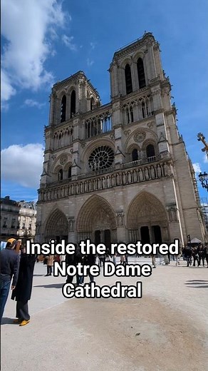 Inside the restored Notre Dame Cathedral in Paris France