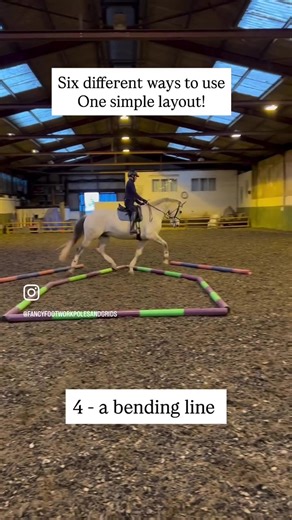 Latest video in my @Polyjumps series! 🟣✨ This layout is shown here with 7 poles, but you can 100% get a similar feel using just 5 poles — simply take out the blue and red poles and you’re good to go. 🙌 I’ve shown 6 different ways to ride it, with each line targeting a slightly different area of your horse’s way of going. All built using 3-metre poles. Did I miss any routes out? If you spot a sneaky extra line you’d ride, drop it in the comments — always love seeing how creative everyone gets w
