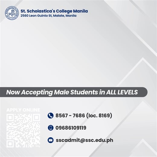 ADMISSIONS ONGOING: Hotel, Leisure, and Restaurant Management at SSC Are you ready to deliver exceptional service, lead with professionalism, and create memorable guest experiences? St. Scholastica’s College is now accepting applicants for the Hotel, Leisure, and Restaurant Management Program, offering the following courses: • Culinary Arts and Kitchen Management • Hotel and Restaurant Administration • Tourism Management Designed to form competent, service-oriented leaders, the program prepares 