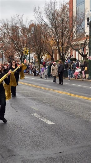 Upper Dauphin’s marching band performs during the Harrisburg holiday parade on Nov. 22, 2025. #holidayparadehbg #harrisburg | PennLive.com