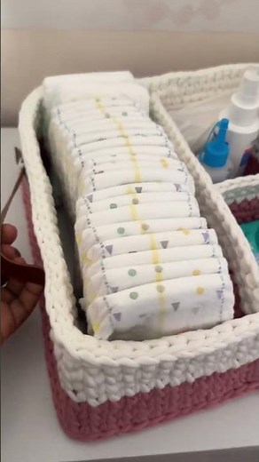 DIY Tshirt Yarn Crochet Diaper Caddy, Crochet Rectangle Basket Tutorial