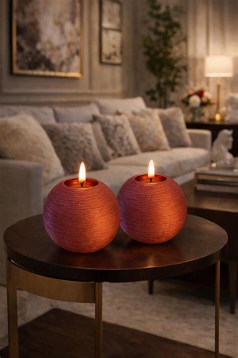 Red Flameless LED Candles Set of 2, Battery Operated Round Ball Candles With Timer, Real Wax Flickering Candles for Home Decor - Etsy Canada