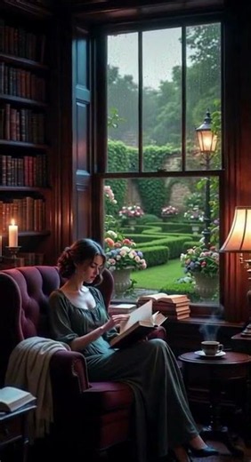 This Rainy Library Feels Like a Dream 🌧️📖