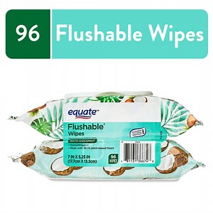 Equate Flushable Wet Wipes, Coconut Scent, 96 Wipes (2 Pack)