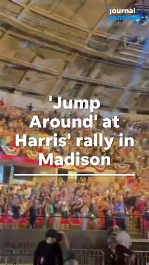 "Jump Around" plays at Kamala Harris' rally tonight in Madison. Recap from the event: bit.ly/4e9xp5n | Milwaukee Journal Sentinel