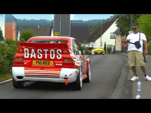 Iconic Rally cars on public road, Eifel Rallye Festival 2024 | Impreza WRC, 306 Maxi, Escort Cossie