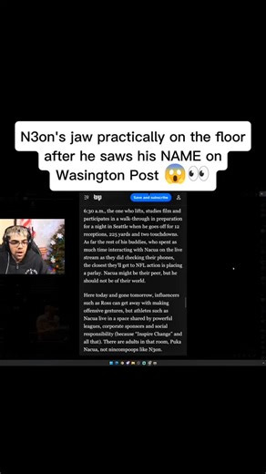 WSR on Instagram: "WASHINGTION POST NAMEDROPPED N3ON?! | The Most Insane Stream Reaction! 📰🔥 ​You ever have one of those moments where you think you're dreaming? Well, N3on ⚡️ just had a reality check that was printed in black and white! In this absolute heater of a clip, N3on reacts to being mentioned in none other than The Washington Post. 🏛️🖋️ ​The Context You Need 📉 ​It’s not every day a streamer goes from a Kick 🟢 setup to the columns of one of the world's most prestigious newspapers.