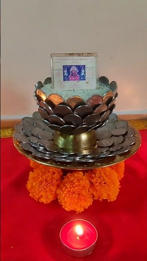 Lakshmi pujan Decoration / lakshmi pujan coin decoration / Diwali decoration ideas #diy #diwali