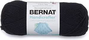 Bernat Handicrafter Cotton Solids Yarn, 1.75 oz, Gauge 4 Medium, 100% Cotton, Classic Navy