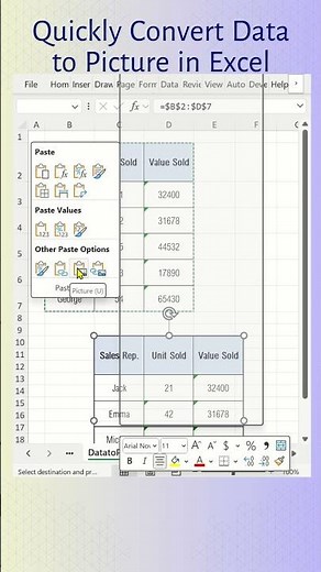 Quickly Convert Data to Picture in Excel