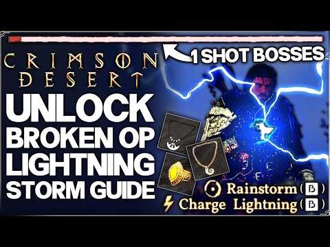 Crimson Desert - How to Unlock OP 1 Shot Lightning Storm - Best Rainstorm Charge Combo Build Guide!