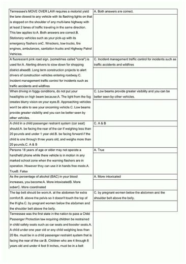 Tennessee Drivers' License Manual Flashcards video