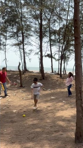 Playing in the lap of nature | Beachside Cricket #cricket #goodvibes #viral #ocean #shorts