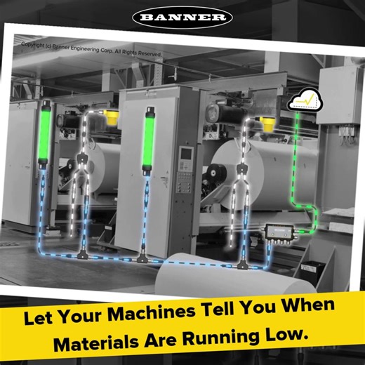 Imagine if your machines could tap you on the shoulder and say, “Hey, I’m almost out of material.” With Snap Signal, they can. By teeing into your existing analog roll-diameter sensors, Snap Signal converts material-level data into a unified digital format and sends it straight to a DXMR90 controller. From there, the information can go to Banner Cloud Data Services, where it becomes easy-to-read dashboards and automatic call-for-parts alerts. Add a WLS15 PRO indicator light, and operators get in