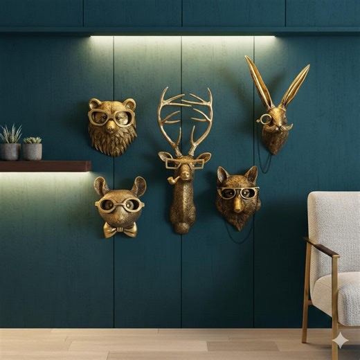 Bronze Animal Head Figurines – Rustic Metal Wall Decor, Deer, Fox, Bear Sculpture - Etsy