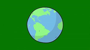 Download 2d cartoon style earth spinning animation, hand drawn planet earth looping, animated 4k on green screen background for free