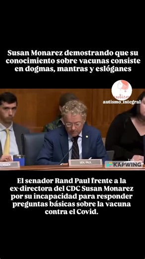 El senador Rand Paul acaba de despedir a la directora del CDC Susan Monarez por su incapacidad para responder preguntas básicas sobre la vacuna contra el Covid. Senador Paul: "¿La vacuna contra el Covid previene la transmisión? " Dr. Monárez: "La vacuna contra el Covid puede reducir la carga viral en los individuos. Senador Paul: "¿Evita la transmisión? " Dr. Monarez: "Cuando has reducido la carga viral... Habrás reducido la transmisión." Senador Paul: "Pero en otras palabras, no impide la trans
