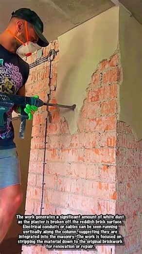 Removing plaster from brick walls using a rotary hammer