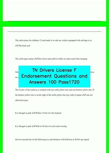TN Drivers License F Endorsement Questions and Answers 100 Pass1720 video