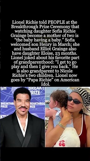 Lionel Richie on Daughter Sofia’s New Baby: “She’s Doing Great, Loving Mamahood” #shorts