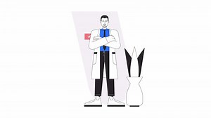 Healthcare professional animation. Animated emergency medical specialist 2D cartoon flat colour line character. ER 4K video concept footage on white with alpha channel transparency for web design