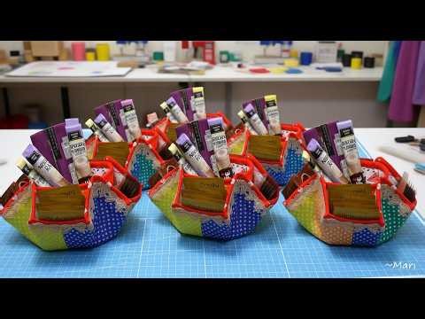 Patchwork Fabric Basket DIY. Easy Sewing from Fabric Scraps (Kitchen Organizer)