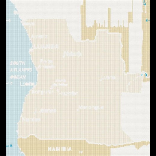 Angola map with city Names