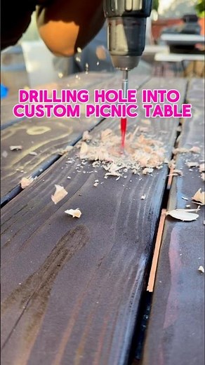 How to drill an umbrella hole in a patio table DIY #shorts #outdoors #patiomakeover