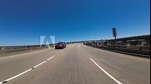 San Francisco Freeway 80 West Oakland to Bay Bridge 04 Rear View Driving Plate California USA Ultra Wide
